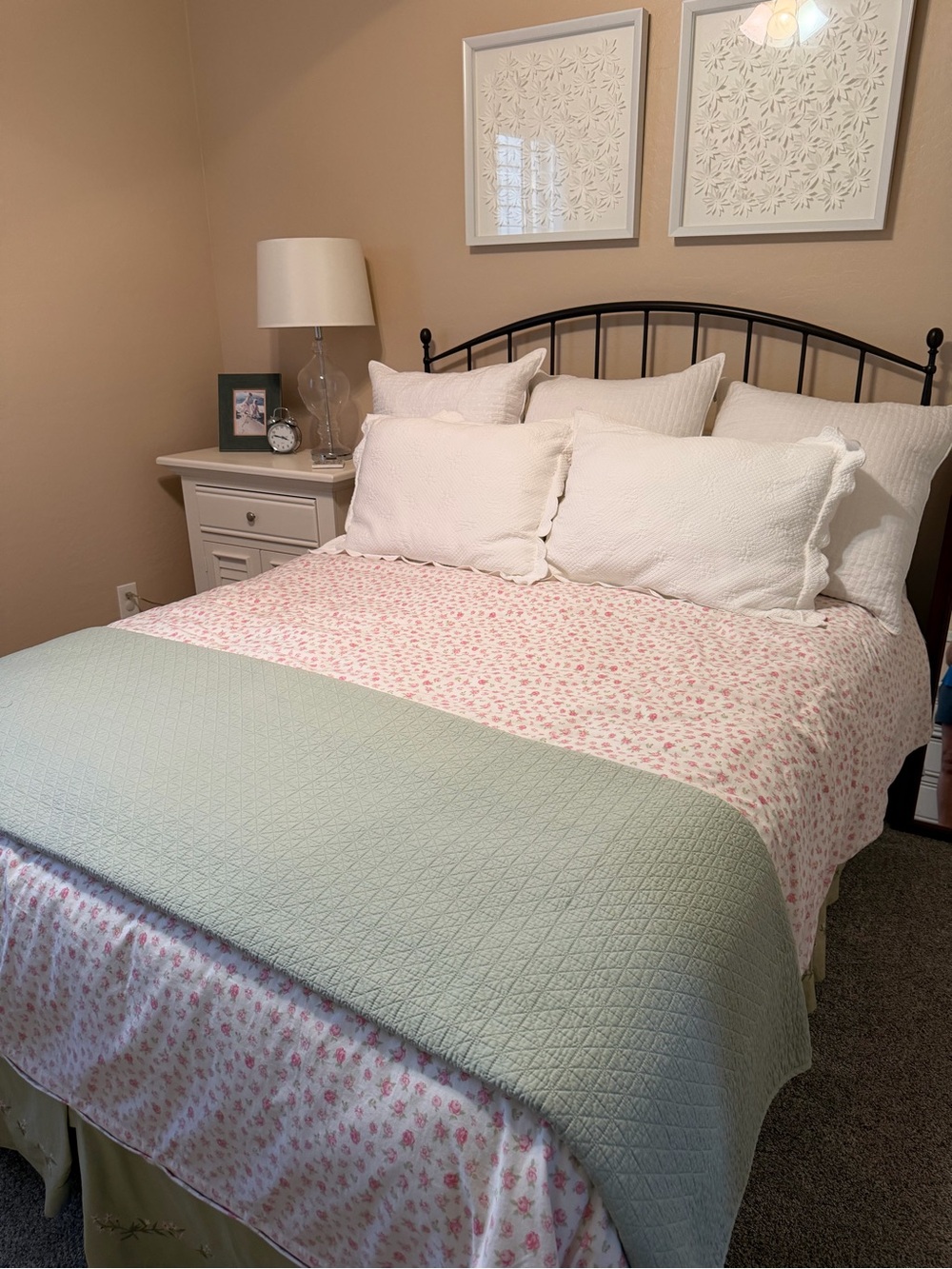 Pottery Barn White & Pink Floral Duvet Cover - Full/Queen